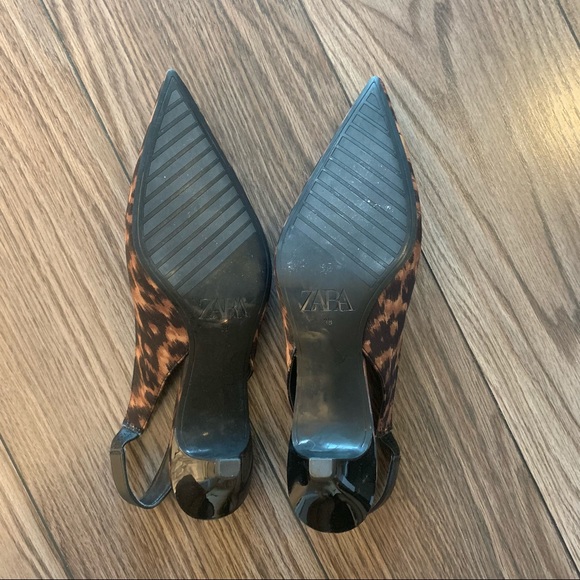 Zara satin leopard print kitten heel - size 38 - Picture 2 of 5